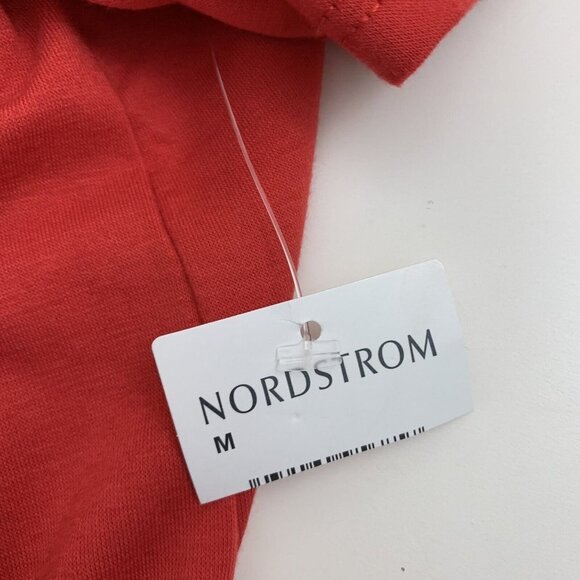 Hinge Top Medium Top Ruched Neckline Short Sleeve Red Pink Nordstrom NEW - Picture 4 of 5